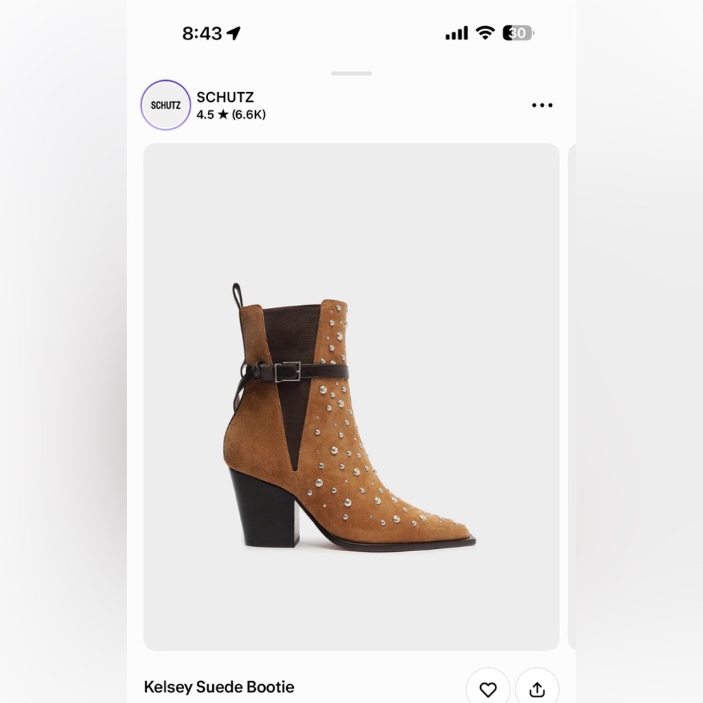 SCHUTZ Tan Studded Heeled Boots